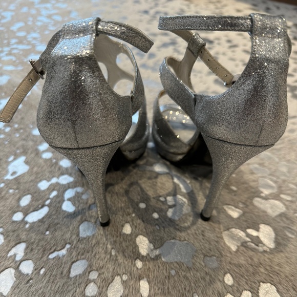 Stuart Weitzman Silver Glitter High Heels - Picture 4 of 4